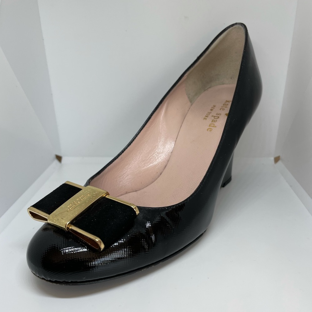 Black and Gold Kate Spade wedges